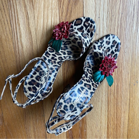 Dolce & Gabbana vintage 90’s leopard print floral leather block heels size 36 - Picture 2 of 5